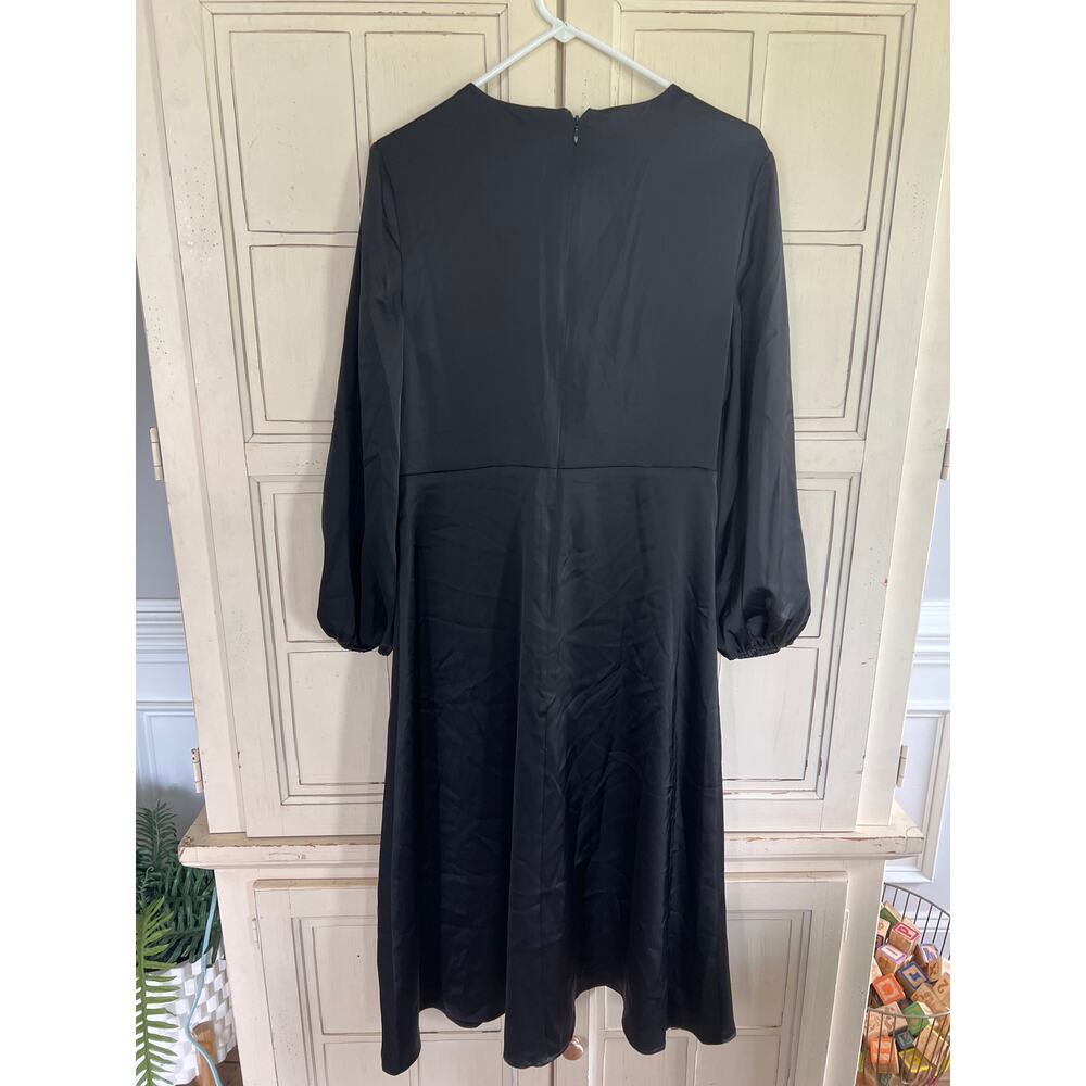NWT Banana Republic size 8 black satin midi dress - Picture 4 of 5